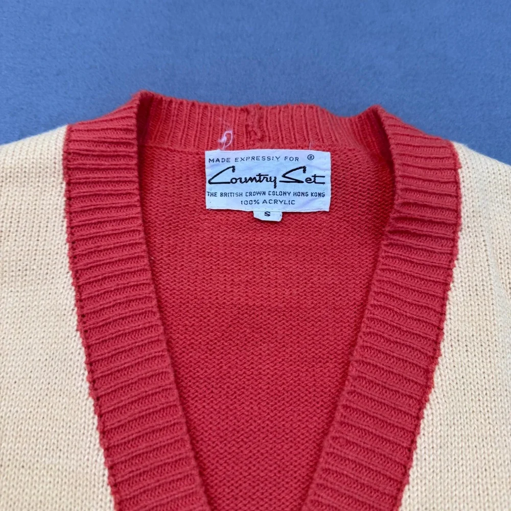 Country Set Cardigan Womens Small Vintage Equestrian Colorblock Retro Knit - Picture 4 of 8